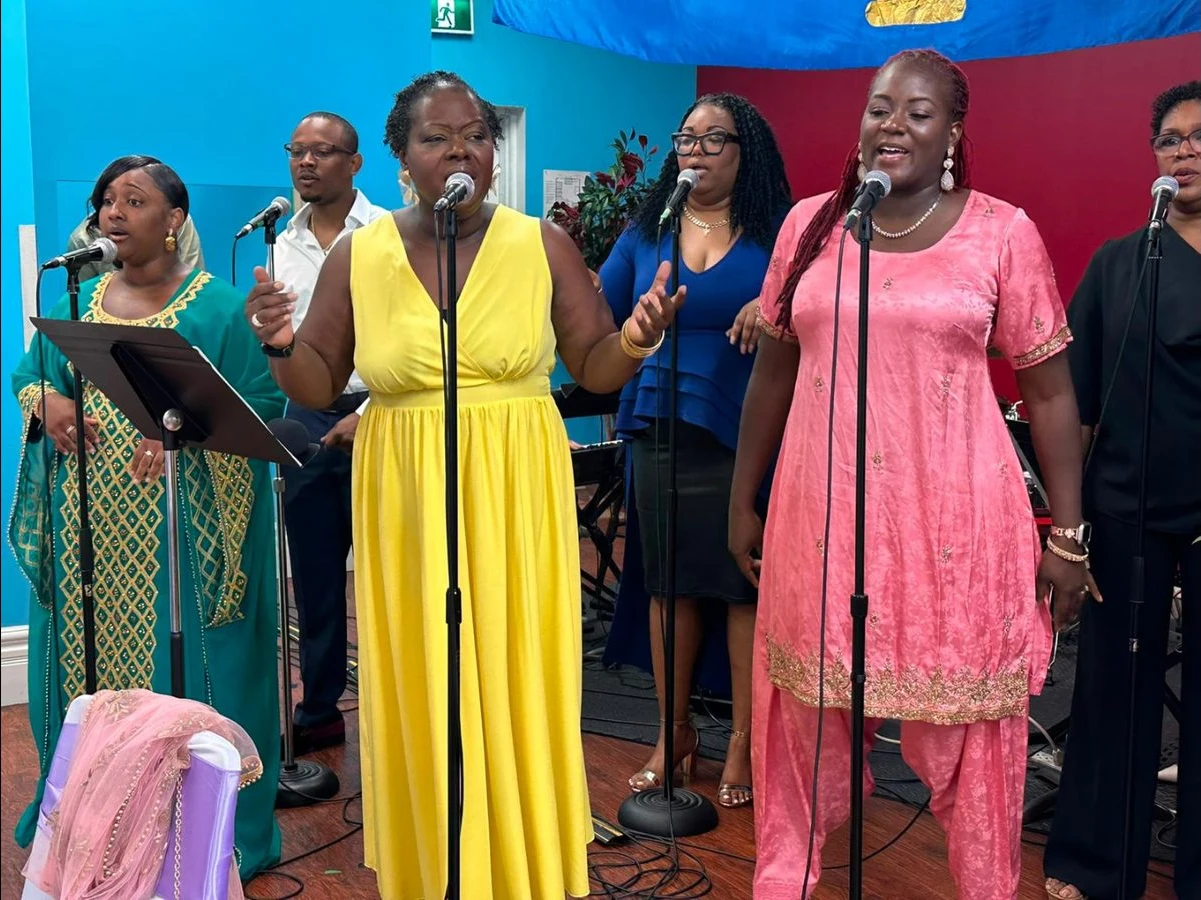 Singers of the nation leading worship.